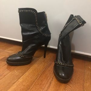 2 for $15! Black and Gold Chain ankle boots